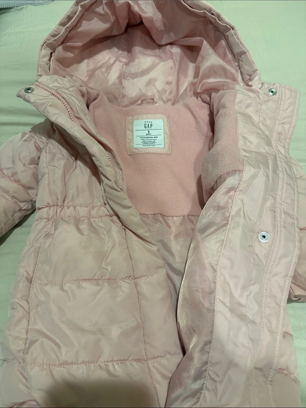 GAP Light Pink Quilted Hooded Puffer Coat